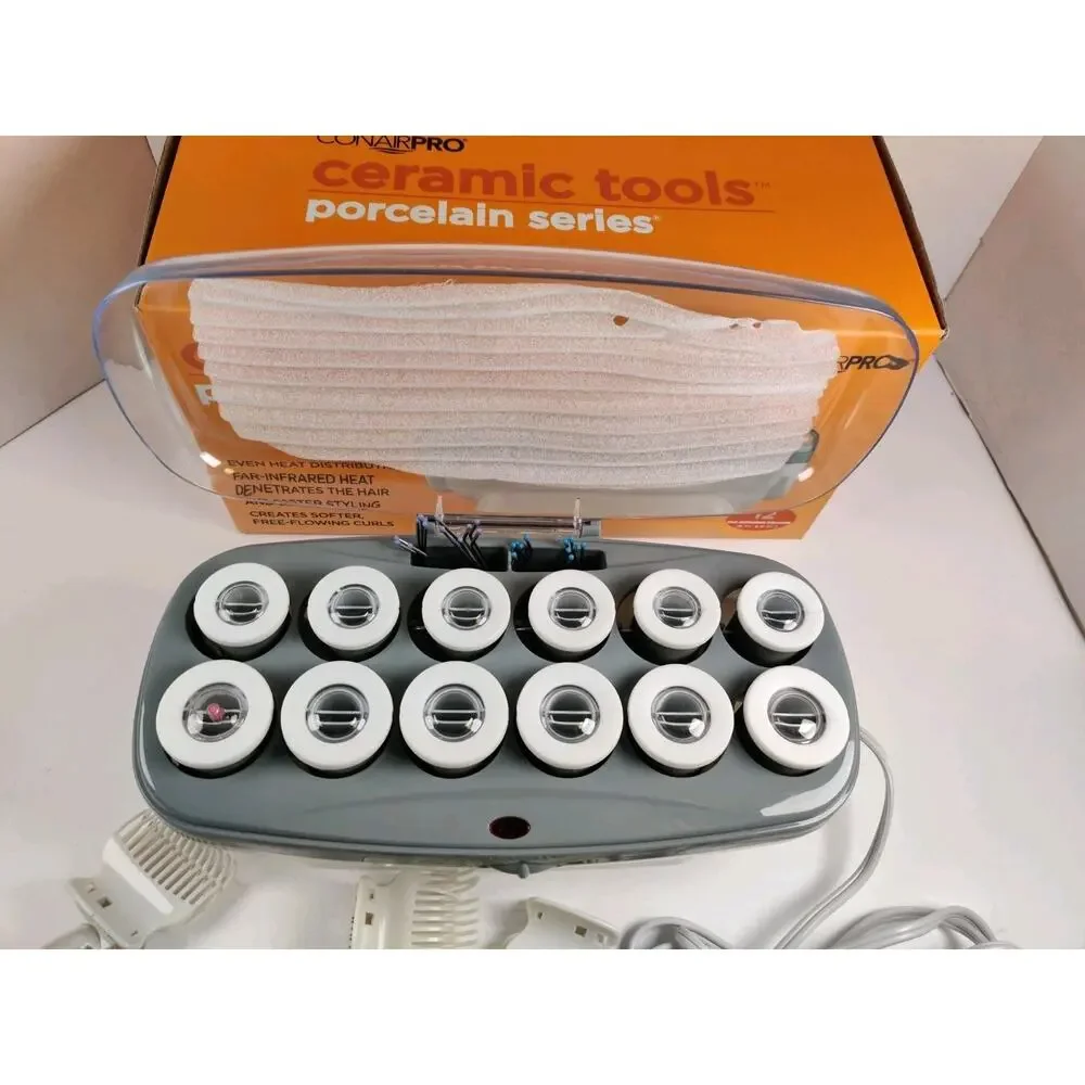 ConairPRO Porcelain Series 12-Roller Hot Hair Setter w/ Clips White